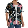 thumbnail image 1 of Lsque Floral Welcome Sign print Men's Cuban Collar Short Sleeve Shirt Summer Beachwear Casual Button Down Fashionable Vacation Leisure Shirt-XX-Large, 1 of 7