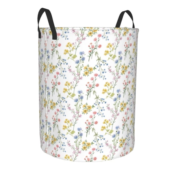 Lsque Floral pattern Laundry Hamper Basket, Tall Woven Rope Hamper Basket for Clothes, Lightweight Storage Basket, Collapsible Waterproof-