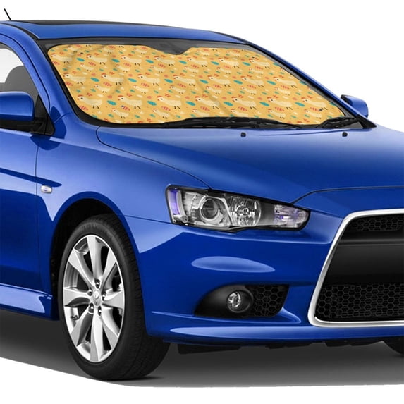 Lsque Flowe Chicken Car Windshield Sun Shade | Accordion Folding Style Auto Shade for Car Truck SUV Van | Blocks UV Rays Sun Visor Protector | Medium