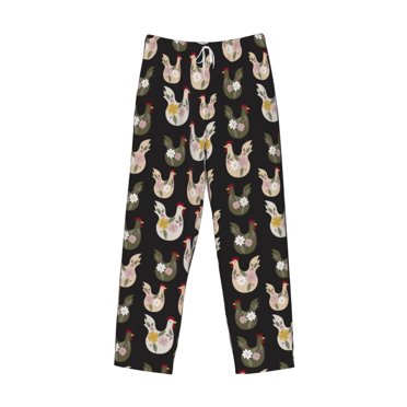 Lsque Flowe Rooster Print Men's Pajama Pants, Lounge Pant - Comfortable Home Wear,Elastic Waistband, Stylish Design-Small