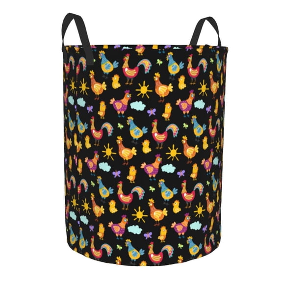 Lsque Flowe Rooster pattern Laundry Hamper Basket, Tall Woven Rope Hamper Basket for Clothes, Lightweight Storage Basket, Collapsible Waterproof-Small