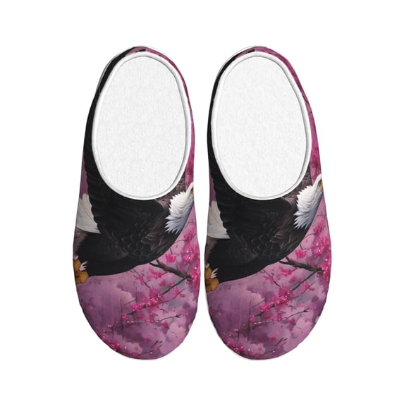 Lsque Flower Bald Eagle Pattern Womens Comfort Cotton on Scuff With Memory Foam and Anti-skid Sole Slipper-46/47