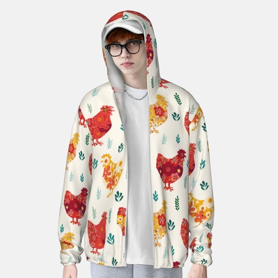 Lsque Flower Chicken UPF 50+ Lightweight Sun Protection Men's Women's Long Sleeve Shirt, Hoodie Performance -Large