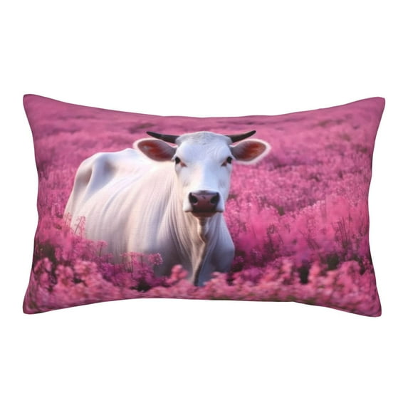 Lsque Flower Field Cow Pattern Pillow Case – Soft & Cozy Throw Pillow Cover, Hypoallergenic Cushion Case for Sleeping Women with Envelope Closure-20"x30"