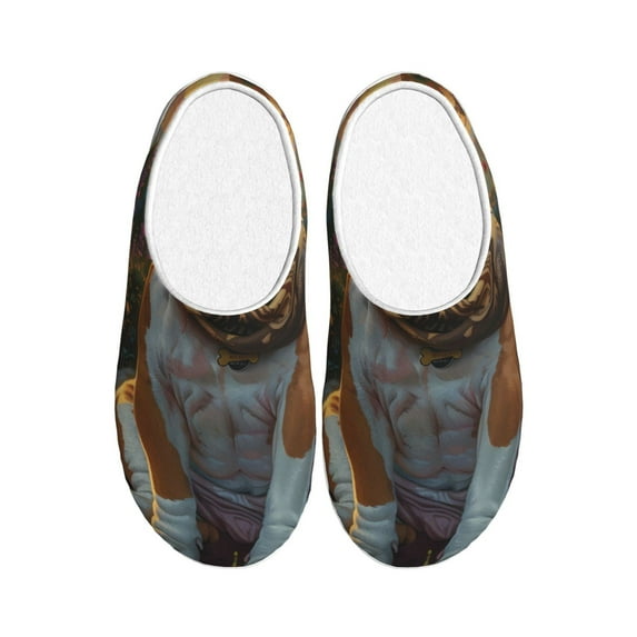 Lsque Flower Field Cute Bulldog Pattern Womens Comfort Cotton on Scuff With Memory Foam and Anti-skid Sole Slipper-42/43