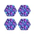 thumbnail image 1 of Lsque Flower Happy Skull Pattern 4" Drink Coasters Set of 4, PVC Leather Absorbent Coasters, Table Coaster Set Decorative Coffee Cup Coasters Housewarming Gift -Hexagon, 1 of 6