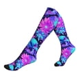 thumbnail image 1 of Lsque Flower Happy Skull Pattern Sport Compression Socks for Men & Women 15-20 mmHg Knee High Nurse Pregnant Running Medical and Travel Athletic, 1 of 6