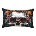 thumbnail image 1 of Lsque Flower Horn Skull A Pattern Pillow Case – Soft & Cozy Throw Pillow Cover, Hypoallergenic Cushion Case for Sleeping Women with Envelope Closure-16"x24", 1 of 6