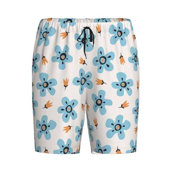 Lsque Flower Leaves Mens Sleep Pajama Shorts,Short Pajama Pants, Cotton Ultra-Soft Knit-Medium