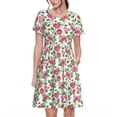 thumbnail image 1 of Lsque Flower Print Women's Casual Dress T-Shirt Summer Short Sleeve Scoop Neck Swing Dresses, 1 of 6