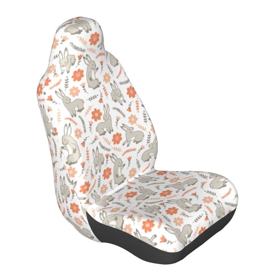 Lsque Flower Rabbit Pattern Car Seat Covers for Front Seats , Waterproof Seat Covers for Cars, Sporty Front Seat Covers,Car Seat Cover Protector Front Seats