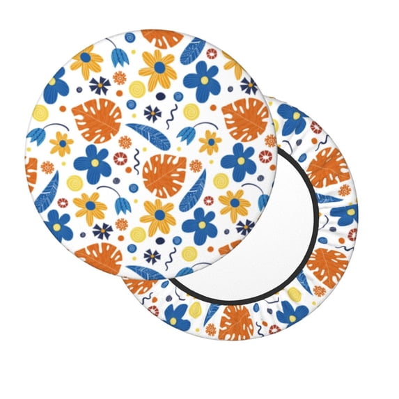 Lsque Flower Round Bar chair cushion covers Velvet Fabric Premium Comfort Protects from Scratches and Stains for 14-17 Inch Chair- 14 inch