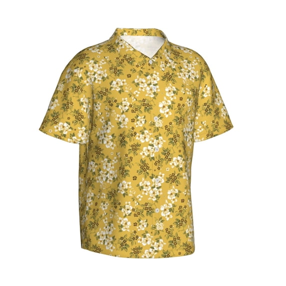 Lsque Flower pattern Hawaiian Shirt for Men, Unisex Summer Beach Casual Short Sleeve Button Down Shirts-3X-Large
