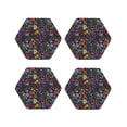 thumbnail image 1 of Lsque Flowers And Birds Pattern 4" Drink Coasters Set of 4, PVC Leather Absorbent Coasters, Table Coaster Set Decorative Coffee Cup Coasters Housewarming Gift -Hexagon, 1 of 6
