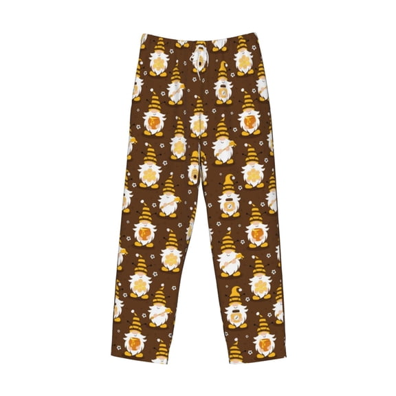 Lsque Flowers And Gnomes Bees Print Men's Pajama Pants, Lounge Pant - Comfortable Home Wear,Elastic Waistband, Stylish Design-Small