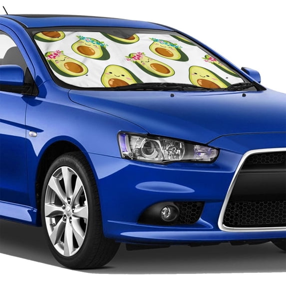 Lsque Flowers Avocado Car Windshield Sun Shade | Accordion Folding Style Auto Shade for Car Truck SUV Van | Blocks UV Rays Sun Visor Protector | Small