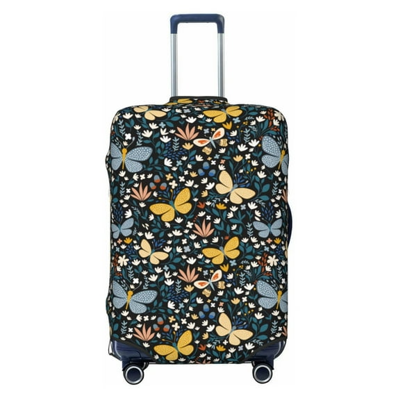 Lsque Flowers Butterfly Printed Luggage Cover, Travel Luggage Protector,Scratch and Dirt Resistant, Fits 18-32 Inch Luggage - X-Large