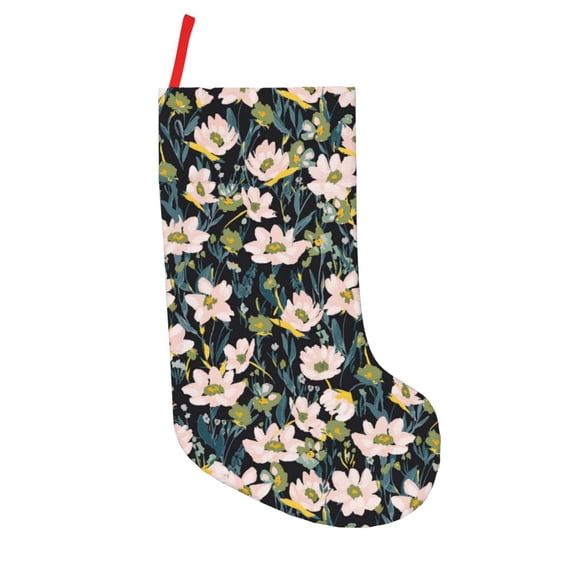 Lsque Flowers Pattern 18 Inch Christmas Stockings, Festive Holiday Stocking for Christmas Decorations Holiday Decor