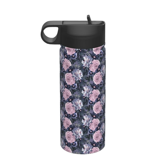 Lsque Flowers Pattern 18oz Sports Insulated Kettle With Straw Insulated Water Bottle Insulated Tumbler For Men Womans Sports Insulated Kettle