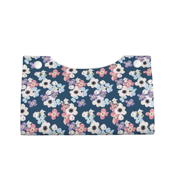 Lsque Flowers Printed Long Tissue Box Cover Holder, Facial Paper Organizer Dispenser,Triangle with Bottom Belt, PVC Leather Decorative Organizer