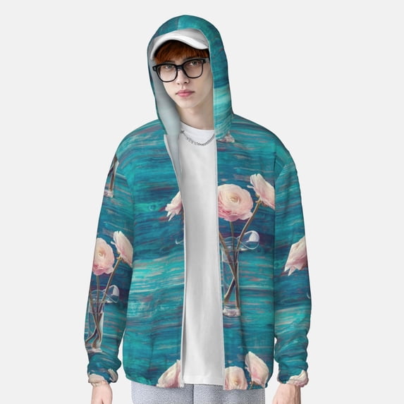 Lsque Flowers in Glass Vase UPF 50+ Lightweight Sun Protection Men's Women's Long Sleeve Shirt, Hoodie Performance -3X-Large