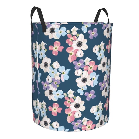Lsque Flowers pattern Laundry Hamper Basket, Tall Woven Rope Hamper Basket for Clothes, Lightweight Storage Basket, Collapsible Waterproof-Small
