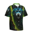 thumbnail image 1 of Lsque Fluorescent Wolf pattern Hawaiian Shirt for Men, Unisex Summer Beach Casual Short Sleeve Button Down Shirts-Small, 1 of 9