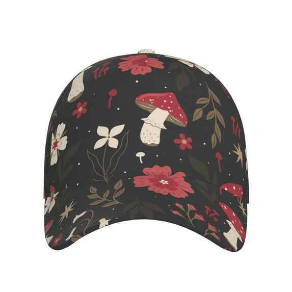Lsque Fly Agaric and Flowers Baseball Cap Trucker Low Profile Hat Golf Dad Hat Adjustable Original Classic Unconstructed Plain Cap Men Women