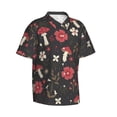 thumbnail image 1 of Lsque Fly Agaric and Flowers pattern Hawaiian Shirt for Men, Unisex Summer Beach Casual Short Sleeve Button Down Shirts-Large, 1 of 9