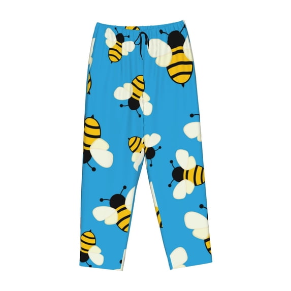 Lsque Flying Bees Print Women's Pajama Pants, Lounge Pant - Comfortable Home Wear,Elastic Waistband, Stylish Design-Small