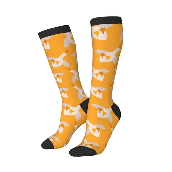 Lsque Flying Ducks Printed Crew Socks Men's Women's LightWeight Thin Casual Calf Socks ,Knee High Socks,Cotton Socks