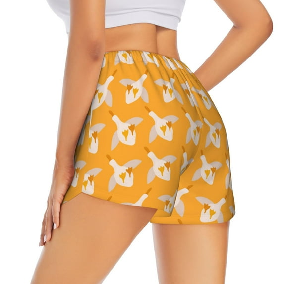 Lsque Flying Ducks Printed Women's Running Shorts with Liner Pockets,Elastic Quick Dry Workout Athletic Gym Yoga Shorts,Womens High Waist Shorts-XX-Large