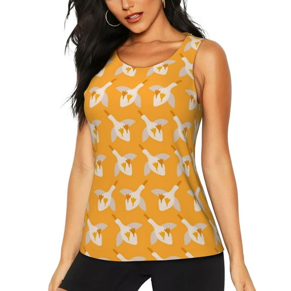 Lsque Flying Ducks Printed Workout Tank Tops for Women, Athletic Sports Tank Tops, Compression Sleeveless Dry Fit Shirts,Sleeveless Yoga Shirt-X-Large