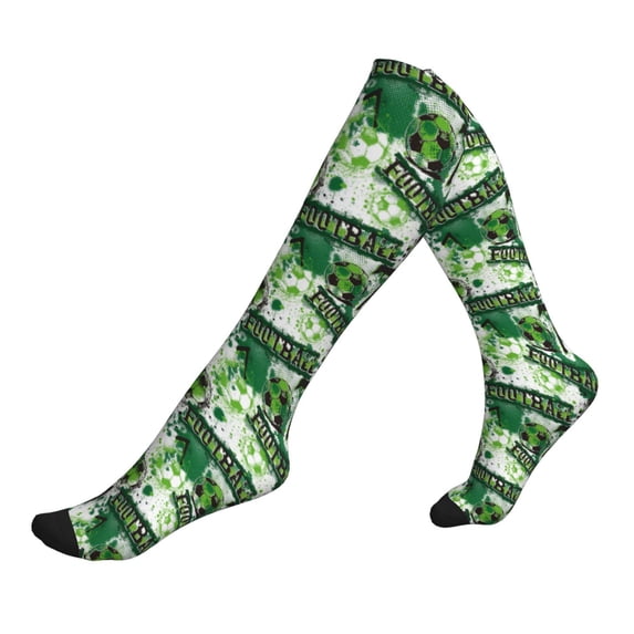 Lsque Football 7 Pattern Sport Compression Socks for Men & Women 15-20 mmHg Knee High Nurse Pregnant Running Medical and Travel Athletic