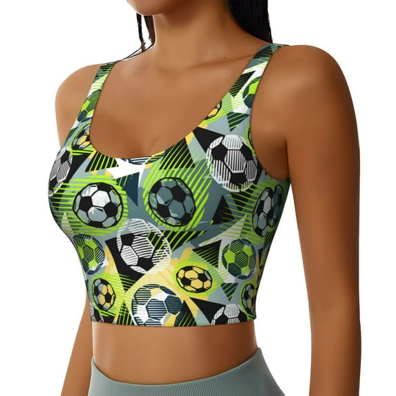 Lsque Football Doodle Printed Women'S Sports Bra, Compression, Moisture Wicking, High-Impact Sports Bra For Women,Supportive sports bra-Medium