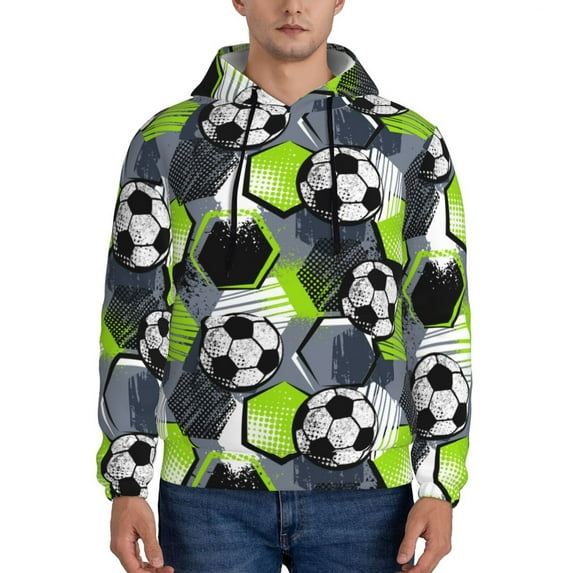 Lsque Football Pattern Casual Men's Hoodie,Hooded Sweatshirt with Kangaroo Pocket,Pullover Hoodie-Medium