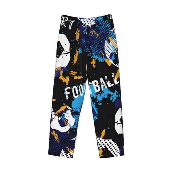 Lsque Football Print Men's Pajama Pants, Lounge Pant - Comfortable Home Wear,Elastic Waistband, Stylish Design-Large