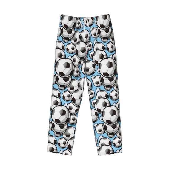 Lsque Football Soccer Ball Print Men's Pajama Pants, Lounge Pant - Comfortable Home Wear,Elastic Waistband, Stylish Design-Small