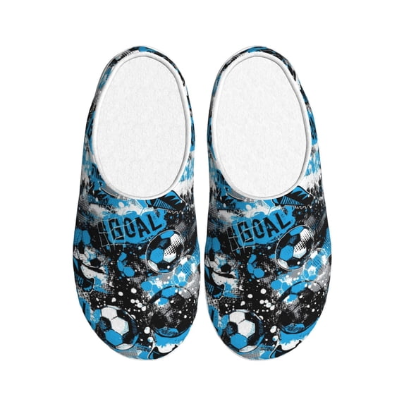 Lsque Football Time Pattern Womens Comfort Cotton on Scuff With Memory Foam and Anti-skid Sole Slipper-37/38