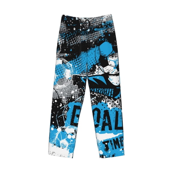 Lsque Football Time Print Men's Pajama Pants, Lounge Pant - Comfortable Home Wear,Elastic Waistband, Stylish Design-Medium