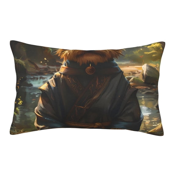 Lsque Forest Creek Cute Dog Pattern Pillow Case – Soft & Cozy Throw Pillow Cover, Hypoallergenic Cushion Case for Sleeping Women with Envelope Closure-16"x24"