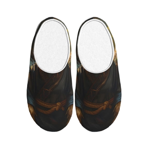 Lsque Forest Creek Cute Dog Pattern Womens Comfort Cotton on Scuff With Memory Foam and Anti-skid Sole Slipper-44/45
