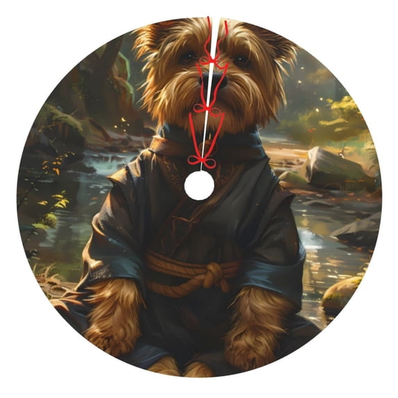 Lsque Forest Creek Cute Dog Print Christmas Tree Skirt, Tree Skirt with Ties or Velcro, Perfect for Holiday Decorations, Halloween, and New Year-36"
