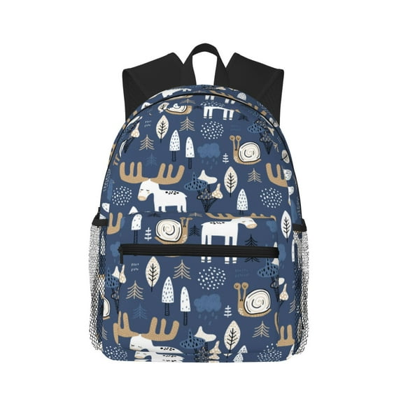 Lsque Forest Elk Classic Casual Backpack - Large Capacity Water-Resistant Backpack for School, Work, Travel, and Outdoor Activities
