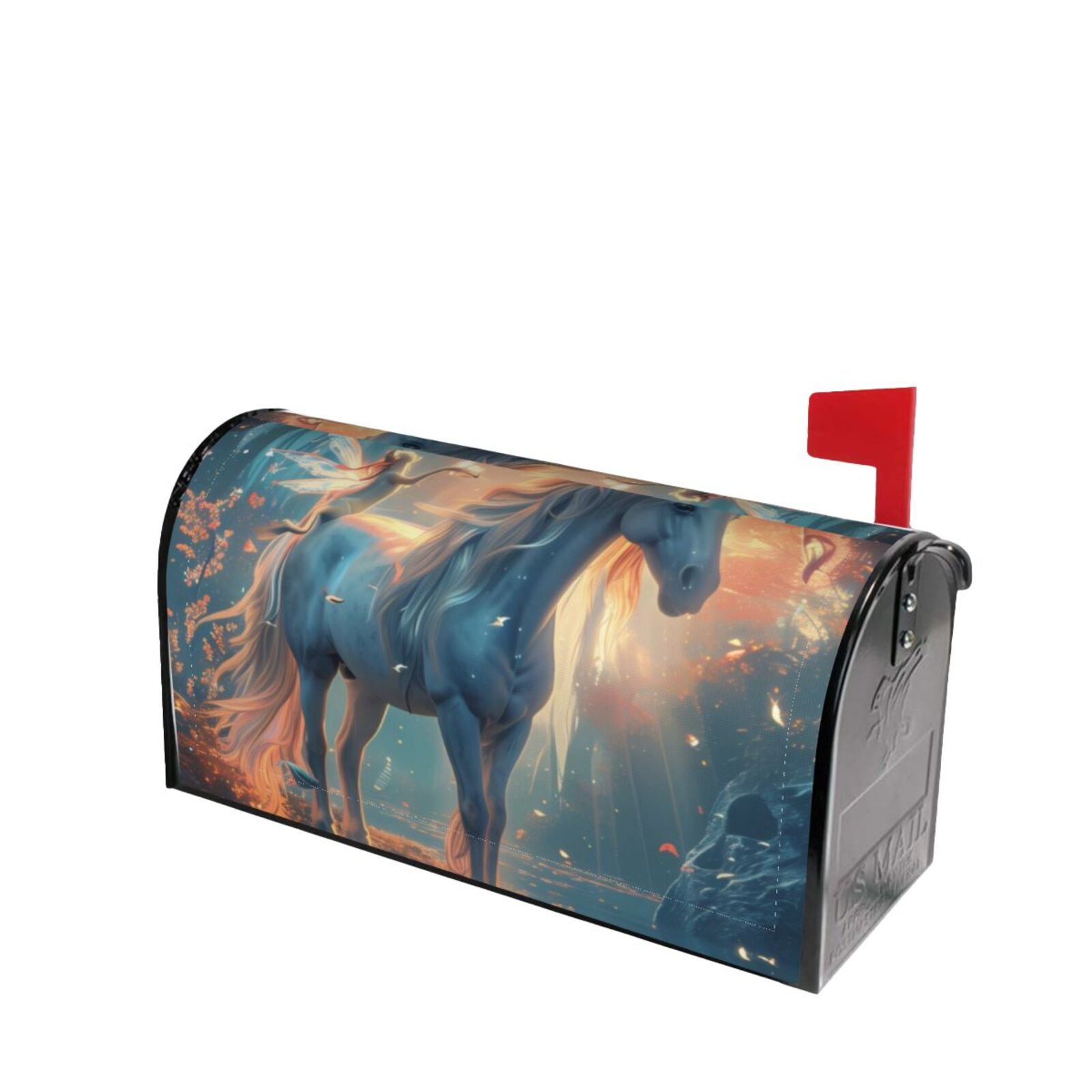 Lsque Forest Lake White Horse Mailbox Cover Standard Size
