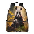 thumbnail image 1 of Lsque Forest Panda Pattern Backpack – School Travel Canvas Daypack with Ergonomic Padded Straps, Multiple Compartments & Leather Handle, 1 of 5