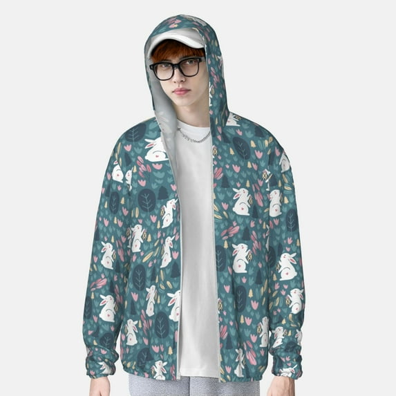 Lsque Forest Rabbit UPF 50+ Lightweight Sun Protection Men's Women's Long Sleeve Shirt, Hoodie Performance -Small