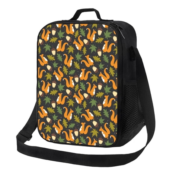 Lsque Forest Squirrel Lunch Bag Lunch Box for Women Men Reusable Insulated Lunch Tote Bag,Leakproof Thermal Cooler Sack Food Handbags Case High Capacity
