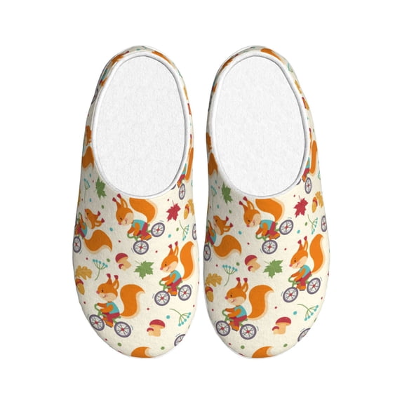 Lsque Forest Squirrel Pattern Womens Comfort Cotton on Scuff With Memory Foam and Anti-skid Sole Slipper-37/38