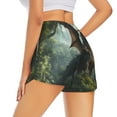 thumbnail image 1 of Lsque Forest Stone-Colored Dragon Printed Women's Running Shorts with Liner Pockets,Elastic Quick Dry Workout Athletic Gym Yoga Shorts,Womens High Waist Shorts-, 1 of 9